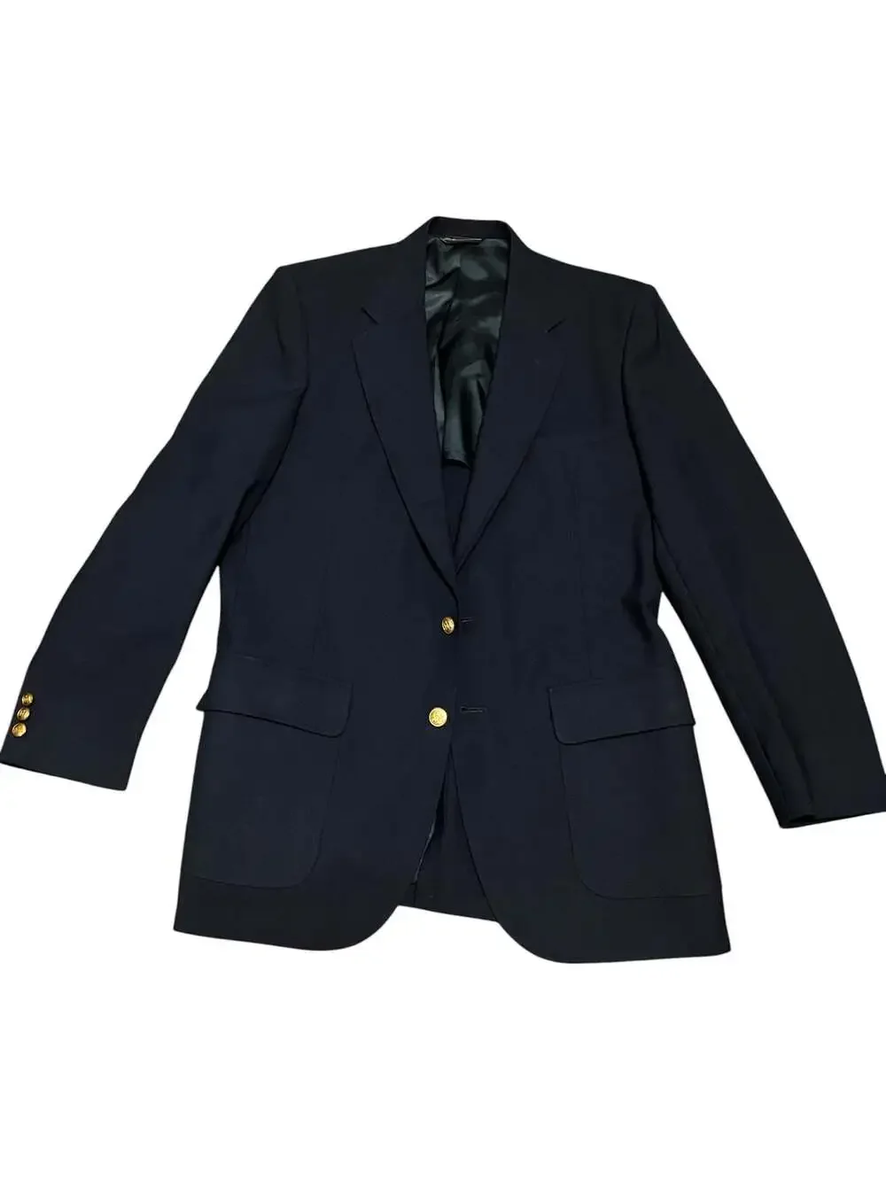 Stafford Men's Black Blazer Two-Button Sport Coat with Gold-Tone Buttons